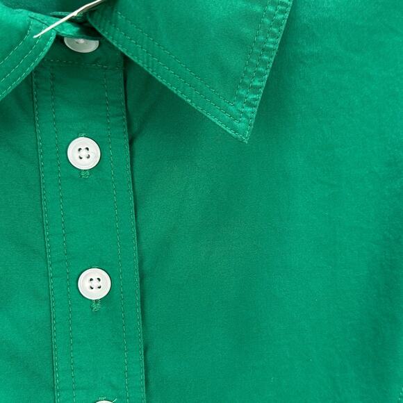 Madewell Seamed Long Sleeve Mini Shirtdress Poplin Cotton Verdant Green US 2 NWT - Picture 14 of 14